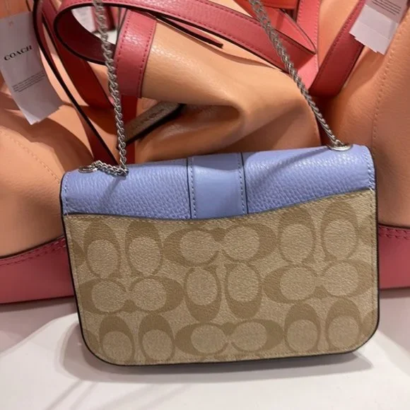 Coach Georgie Crossbody In Signature Canvas Light Khaki / Marble Blue - Picture 13 of 15